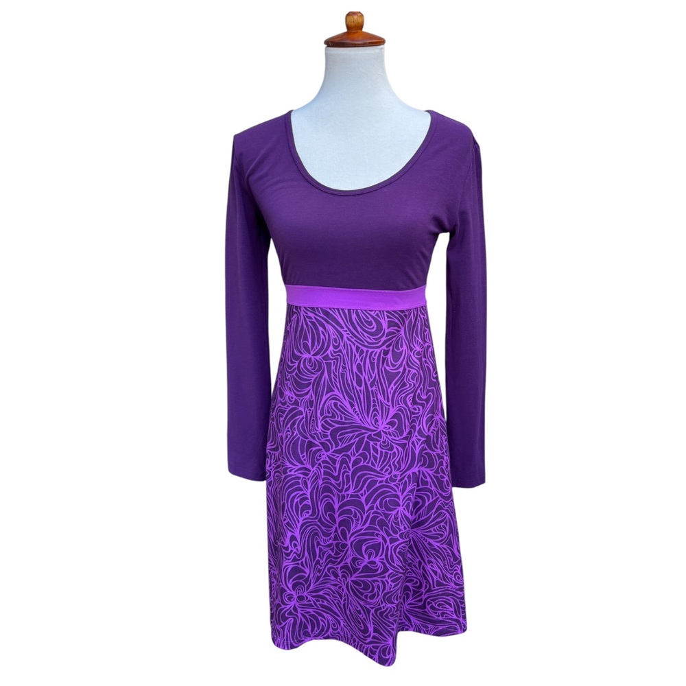 Prana Women’s XS Purple Lagoon Kaley Long Sleeve Jersey Knit Moxie Dress